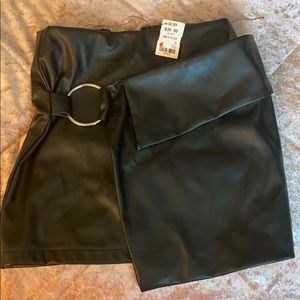 BRAND NEW- leather mini skirt